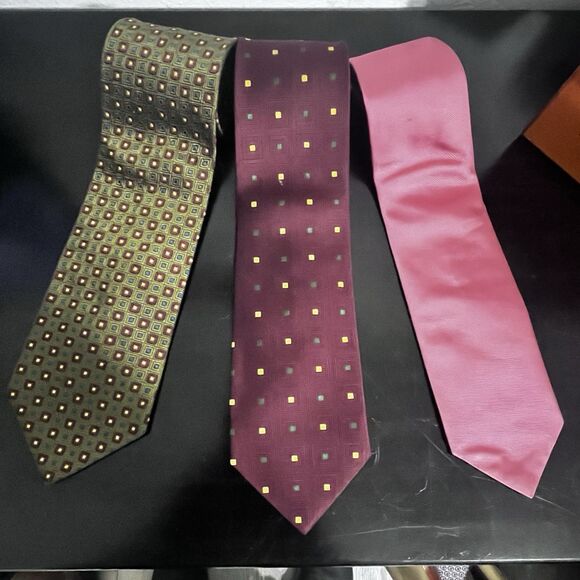 Brooks Brothers Silk Tie Lot 3 Geometric Pink Classic USA Mens Neckties - Picture 14 of 16
